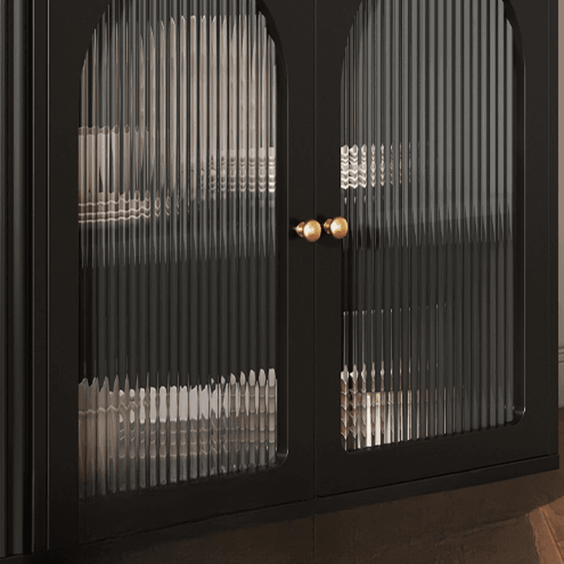 Standard/Narrow Midnight Black Lumber Cupboard 2 Shelves Pantry Hutch Glass-panel Door Sideboard thumbnail 4