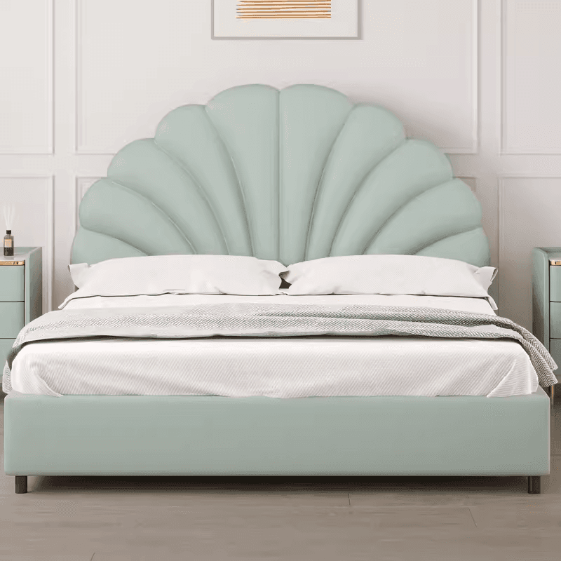 Modish Style Panel Headboard with No Distressing in Timber, Featuring Arched Shape for Twin XL/Full/Queen Bed, Sponge Upholstery Fill, Standard Height thumbnail 2