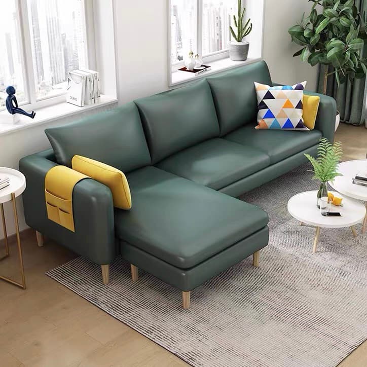 Simple L-Shape Reversible Sponge Cushioned Sofa Recliner 3 Person with Pillow Back & Square Arm thumbnail 6