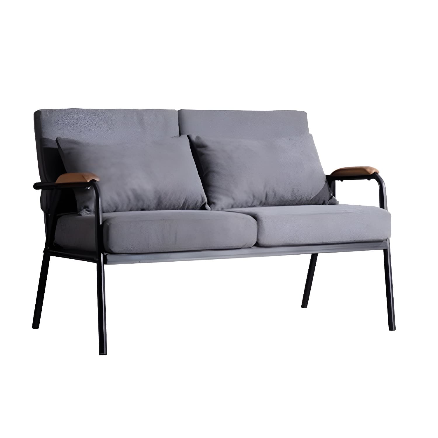 Black Industrial Linen Sofa with Bolster Pillows 29.53"High Square Arm Sofa thumbnail 16
