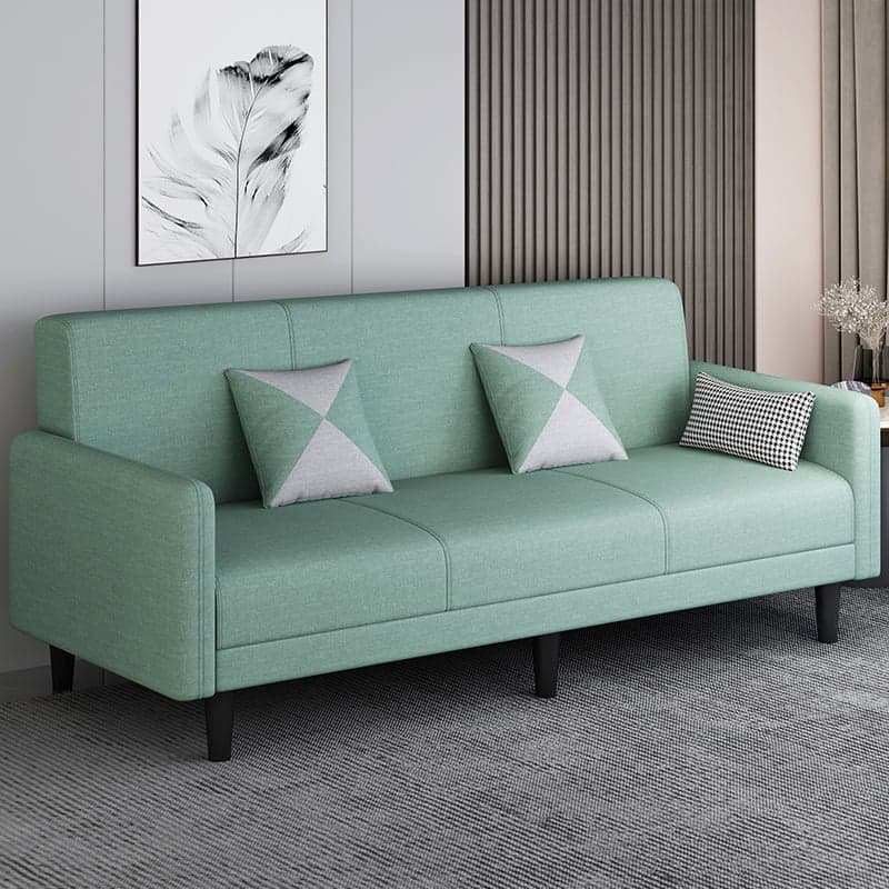 Convertible Sofa in Gray/Cerulean/Off-White with Armrest and 3 Pillows thumbnail 19