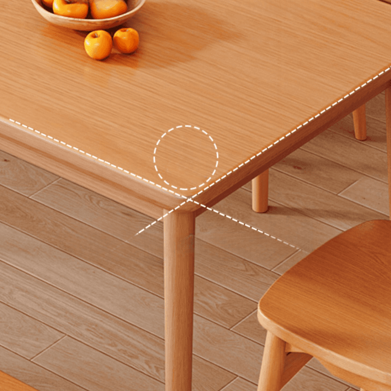 Trendy Rectangular Rubberwood Dining Table Set with Four Legs, 5 Piece Set, Unfinished Color thumbnail 4