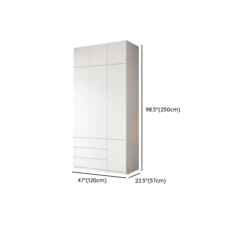 White Contemporary Alloy Cabinet Armoire with 3/6/9 Drawers, Flexible Shelf, and Hanging Rod thumbnail 11