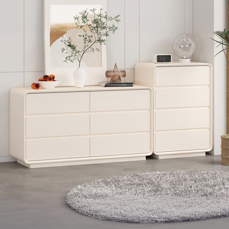 Chalk Minimalist Hardwood Console Dresser with 6 Drawers, Horizontal Orientation thumbnail 4