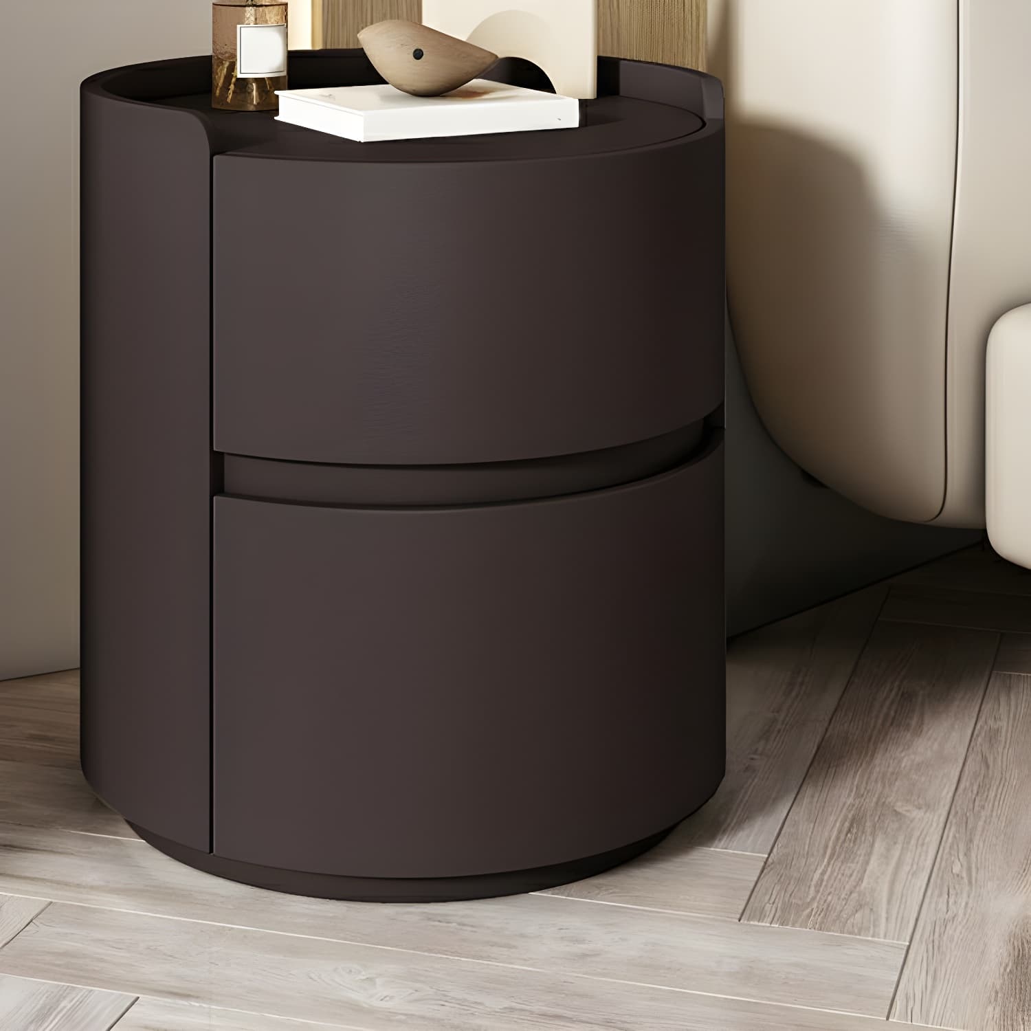 Small Under 21'' Manufactured Wood No-Light Modern Drawer Storage Nightstand in Natural Finish thumbnail 3