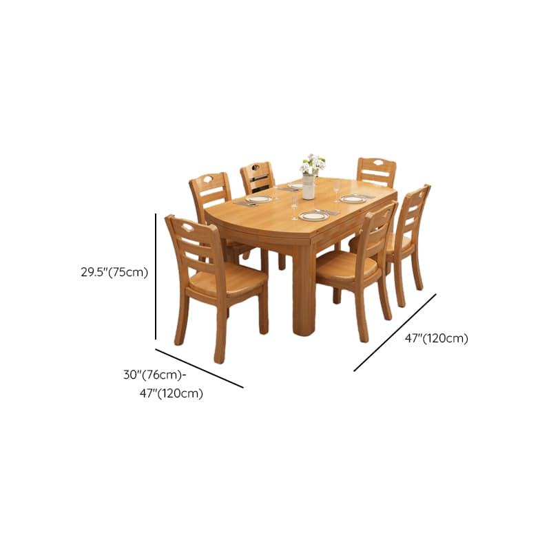 Oval Rubberwood Dining Table Set, Seats 6, Copper/Natural Finish thumbnail 9