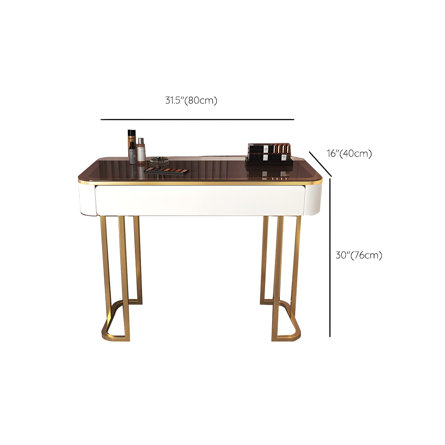 Glass Top Make-up Vanity Wood Dressing Table with Storage Drawers thumbnail 15
