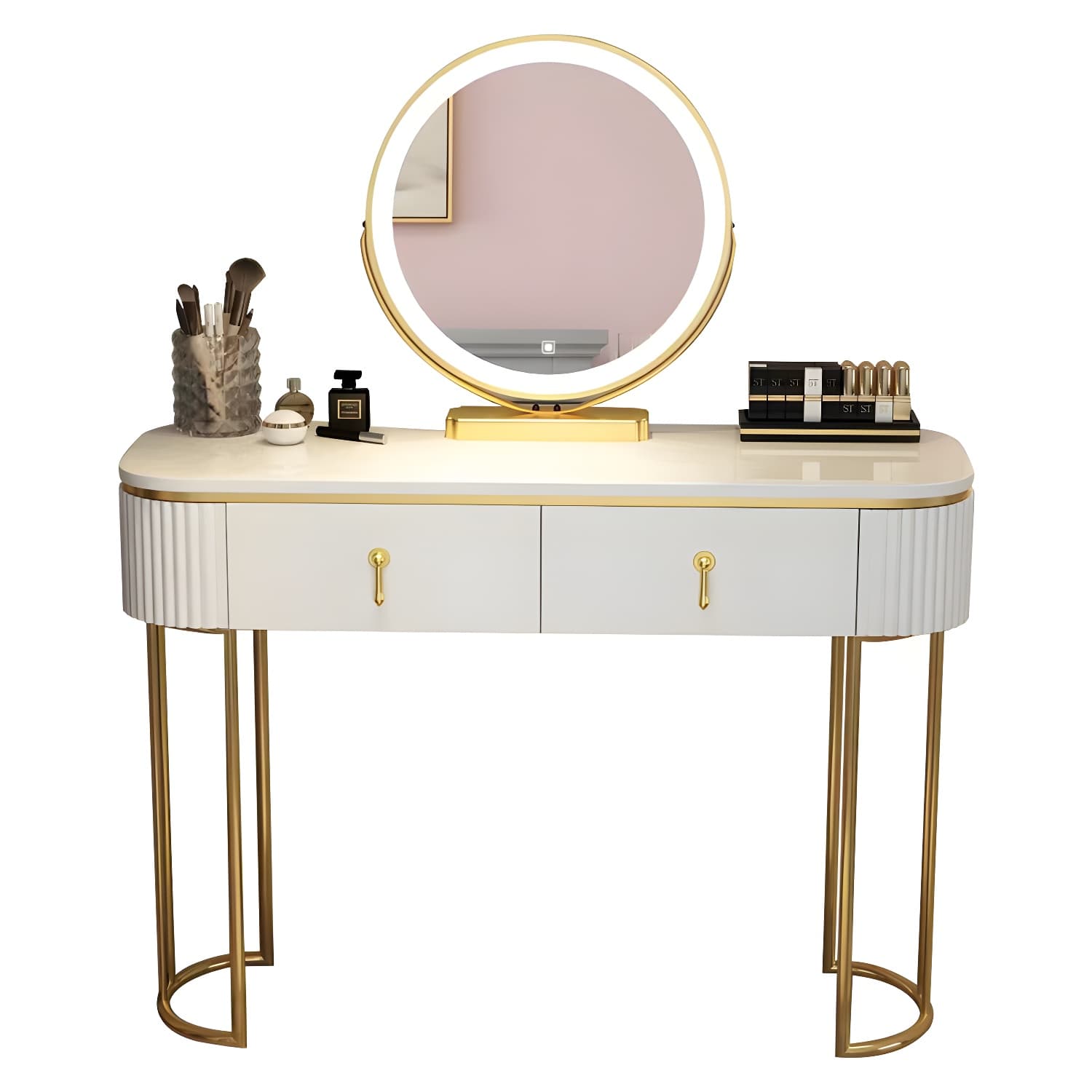 Glam 29.52" Height Makeup Vanity Set with Drawer and Mirror Vanity thumbnail 9
