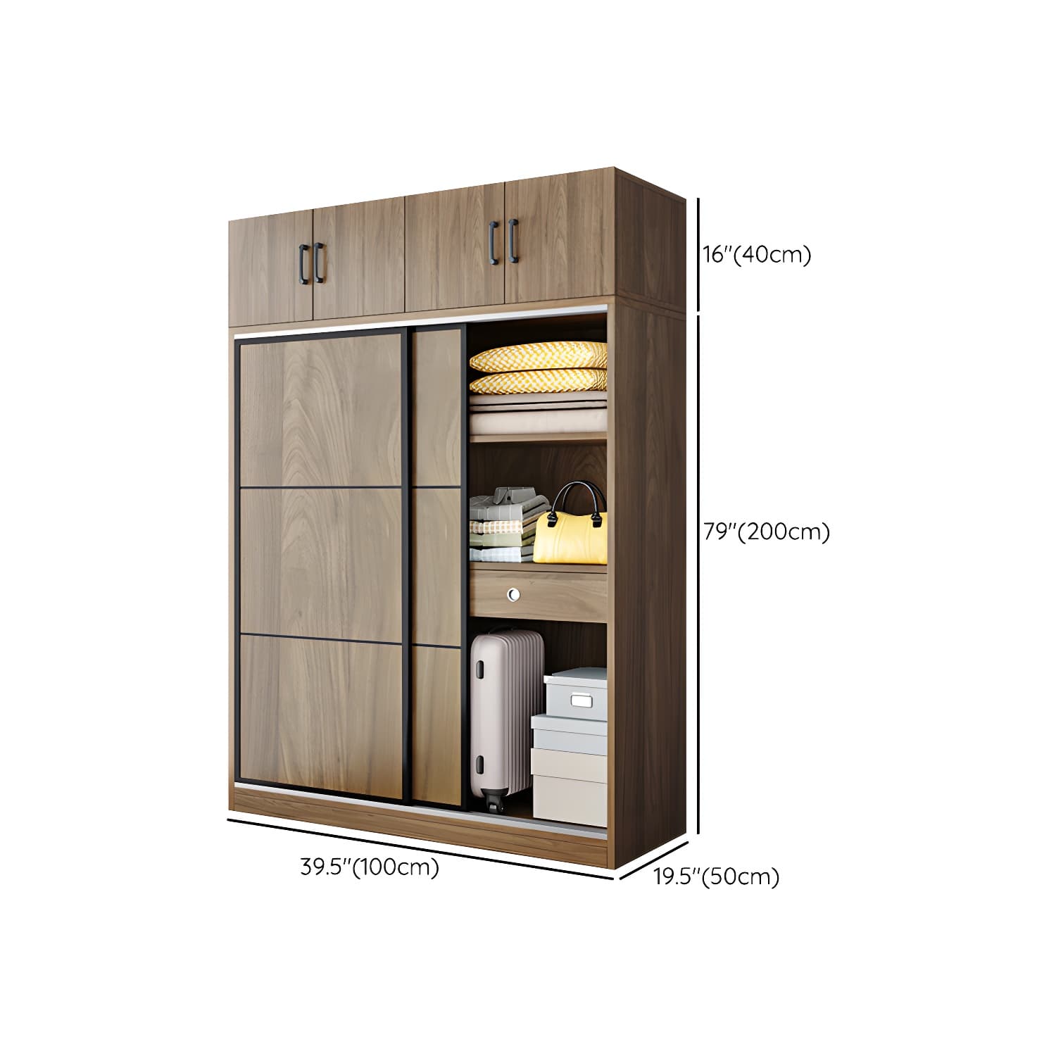 Modern Style Freestanding Wardrobe Pine Wood Wardrobe with Drawer - image 20