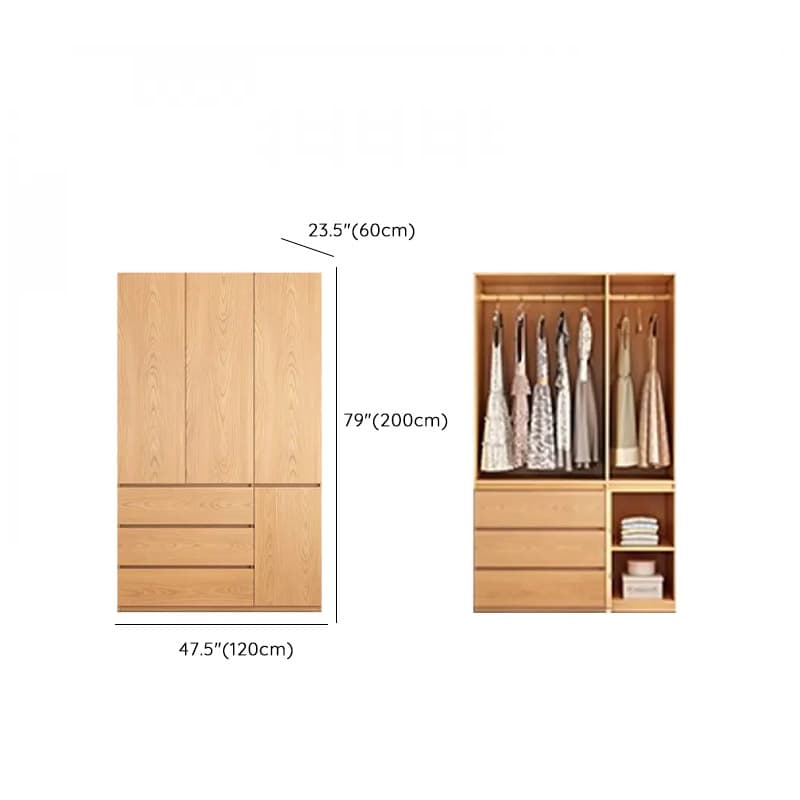 Natural Finish Unfixed Almirah Manufactured Wood Soft Close Drawer Soft Close Door Hinged thumbnail 11