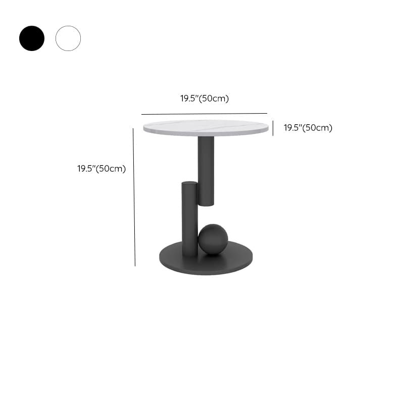 Oval White Stone Modern Coffee Table with Metal Abstract Base thumbnail 12