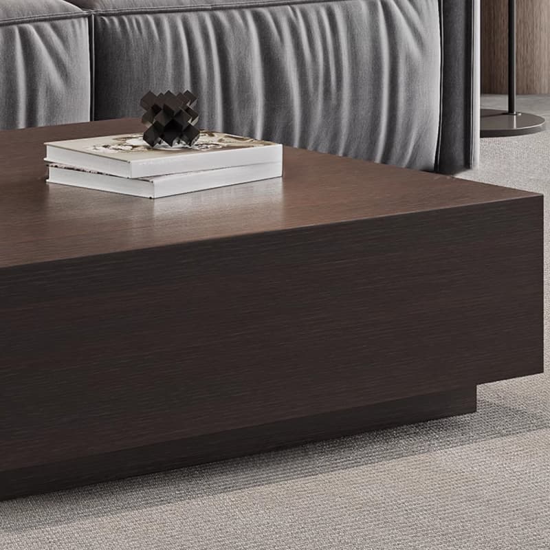 Solid Oak Wood Square Accent Table with 2 Drawers for Living Room thumbnail 10