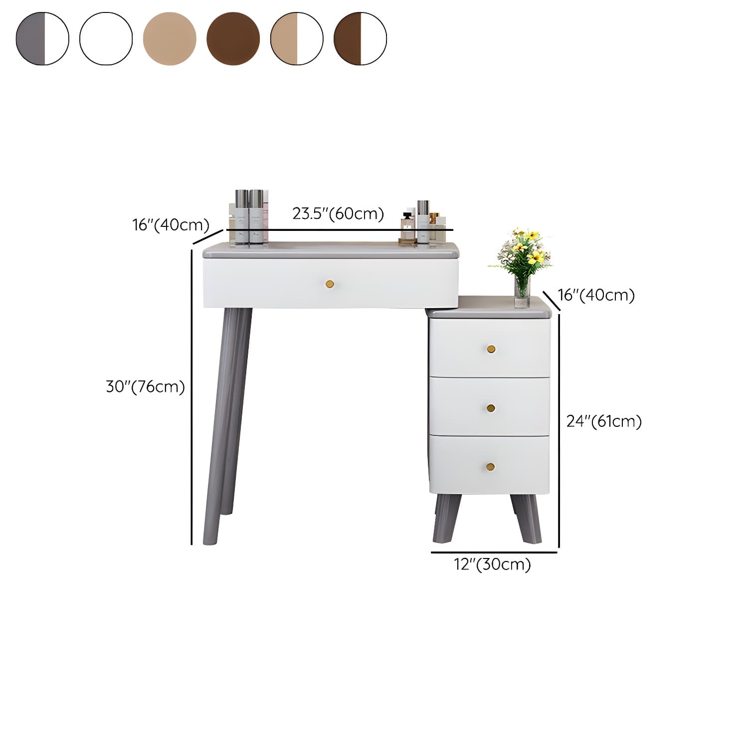 Solid Wood Makeup Vanity Desk Modern Makeup Vanity Desk Table with 4 Drawers thumbnail 16