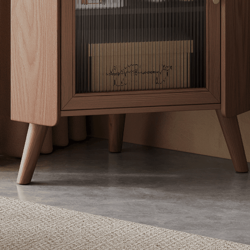 Accent Cabinet with 1 Drawer, 2 Cabinets, Glazed Door, Adjustable Shelf, Cabinet Knobs, Sepia/Wood Color Top, and Stain Resistant Finish thumbnail 9
