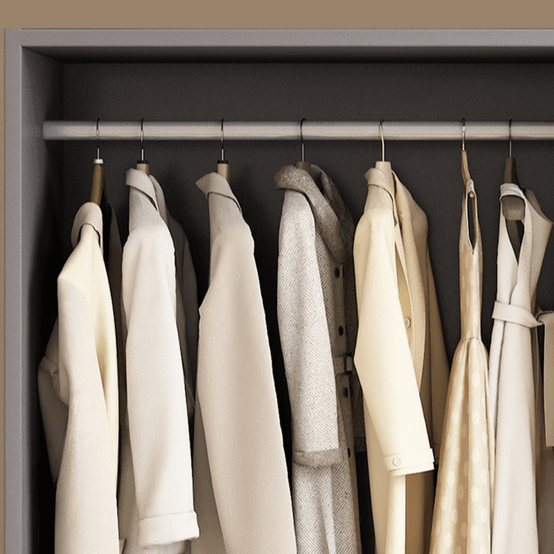 Chalk Minimalist Manufactured Wood Cabinet Armoire with 2-Drawer, Soft Close Door, Interior Shelves, and Clothing Rod thumbnail 6