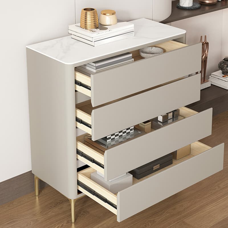 Glam Style Solid Wood Storage Chest with Stone Top and Soft-Close Drawers thumbnail 12
