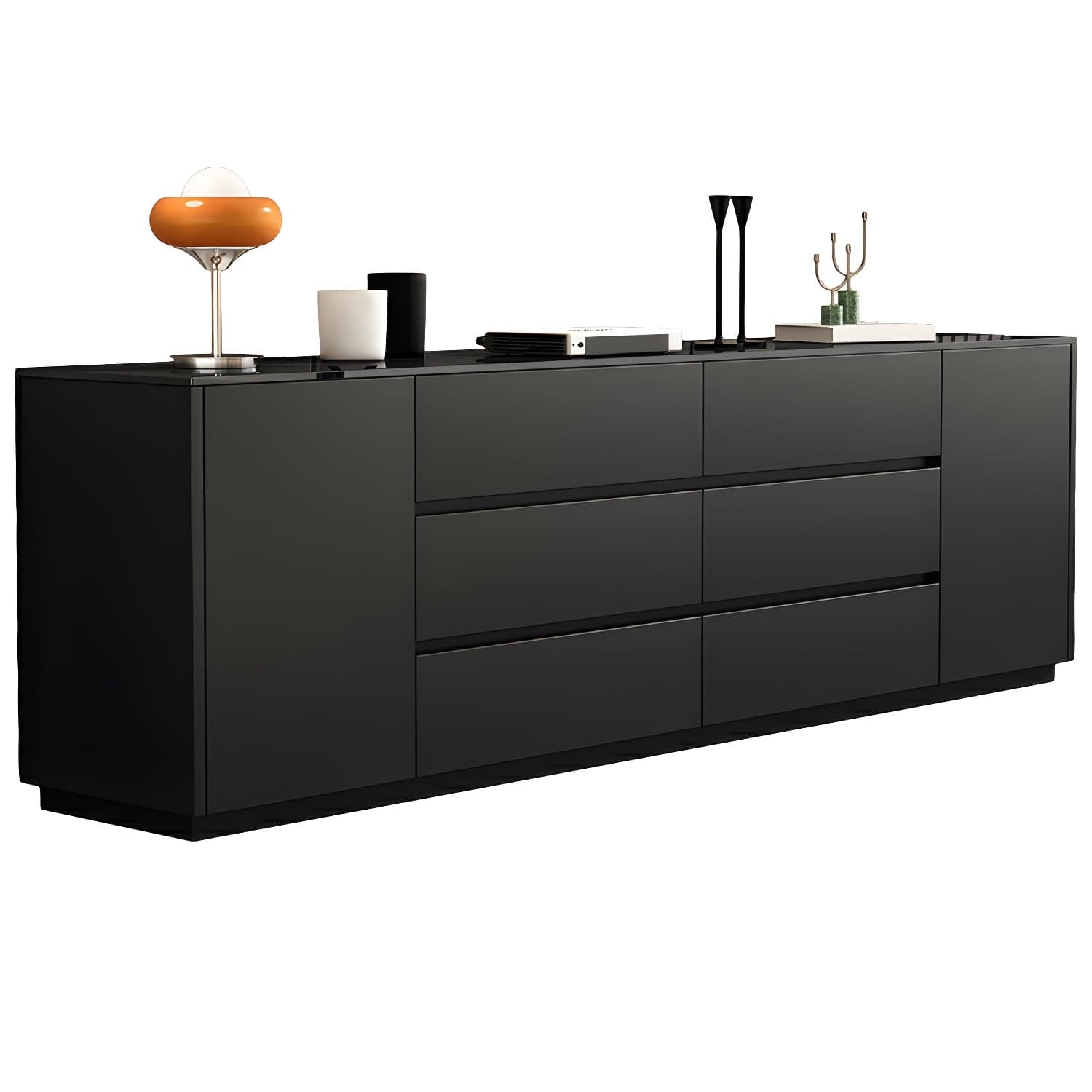 Modern Stone TV Stand with 6 Drawers and 2 Cabinets - Sleek and Stylish Design thumbnail 1