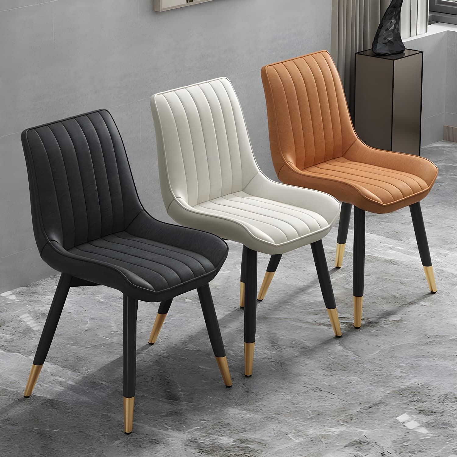 Glam Faux Leather Dining Chair Parsons Chair in Matte Finish for Home thumbnail 7
