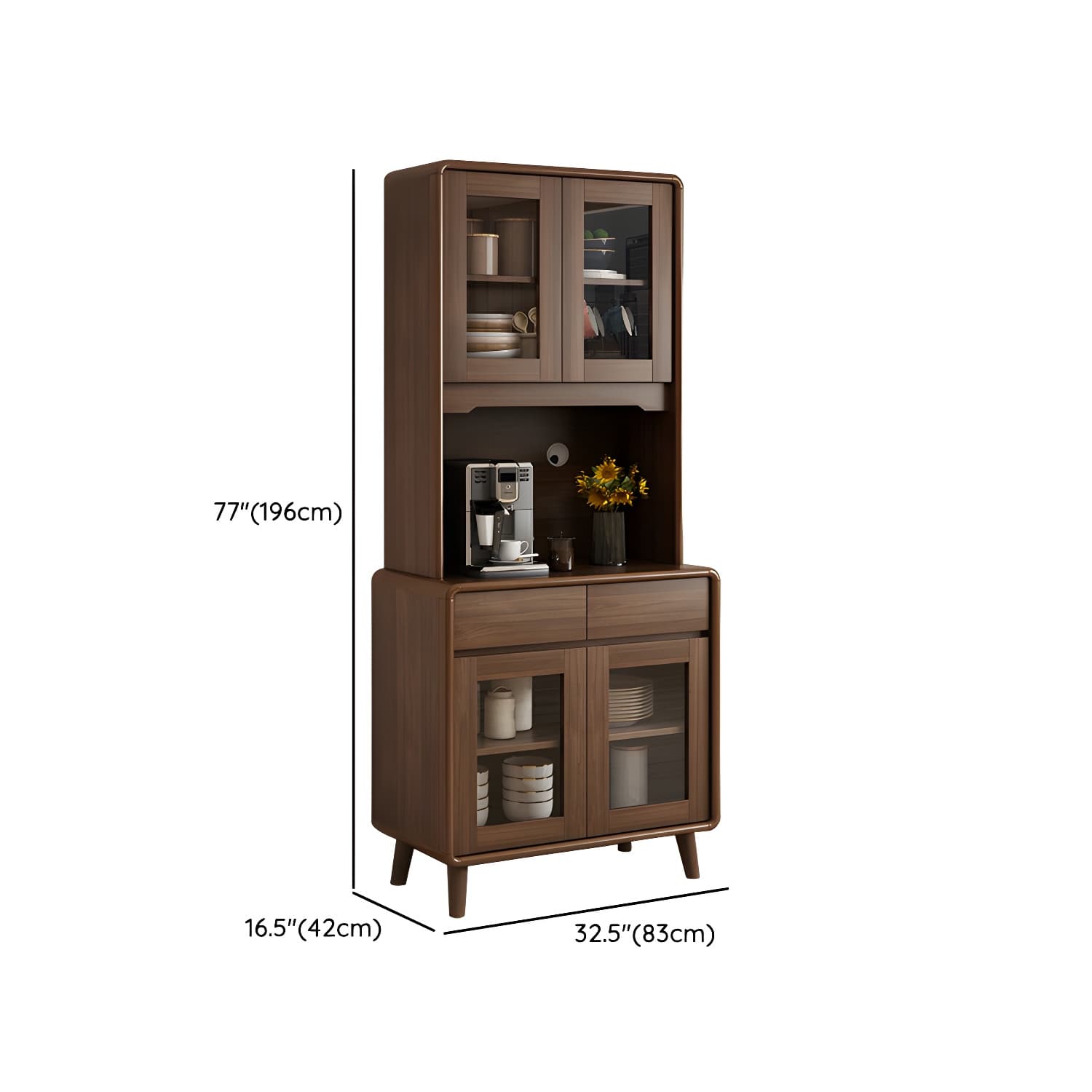 Modern Brown Wood Sideboard with Cabinets and Drawers - Stylish and Functional Buffet for Storage thumbnail 16