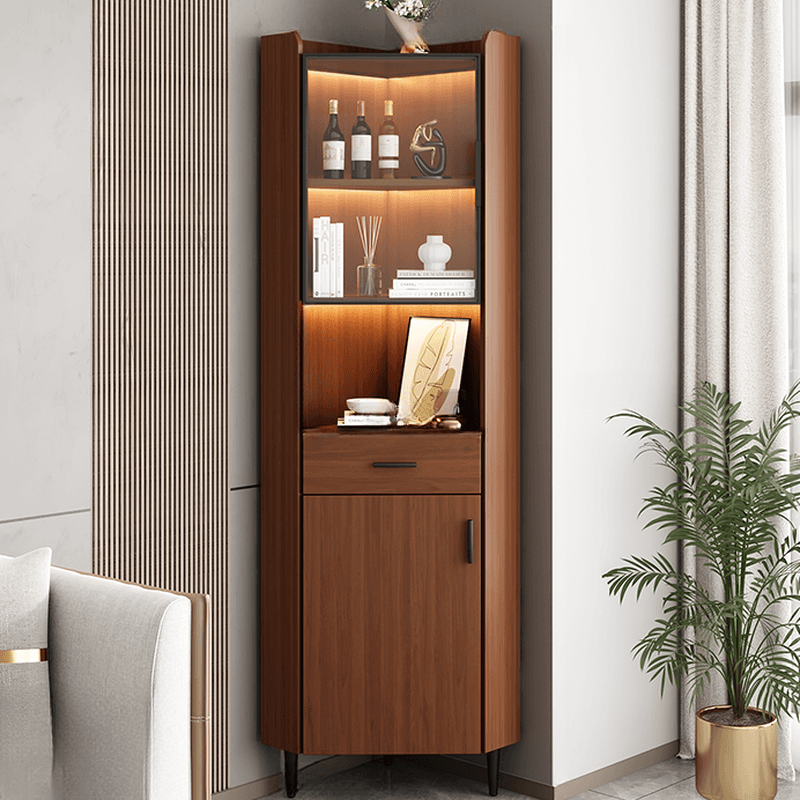 Damp-proof Scratch-immune Accent Cabinet with 1 Exterior Shelf, Glazed Door, Storm Gray Top, Soft Close Drawer, and Stain Resistant thumbnail 2