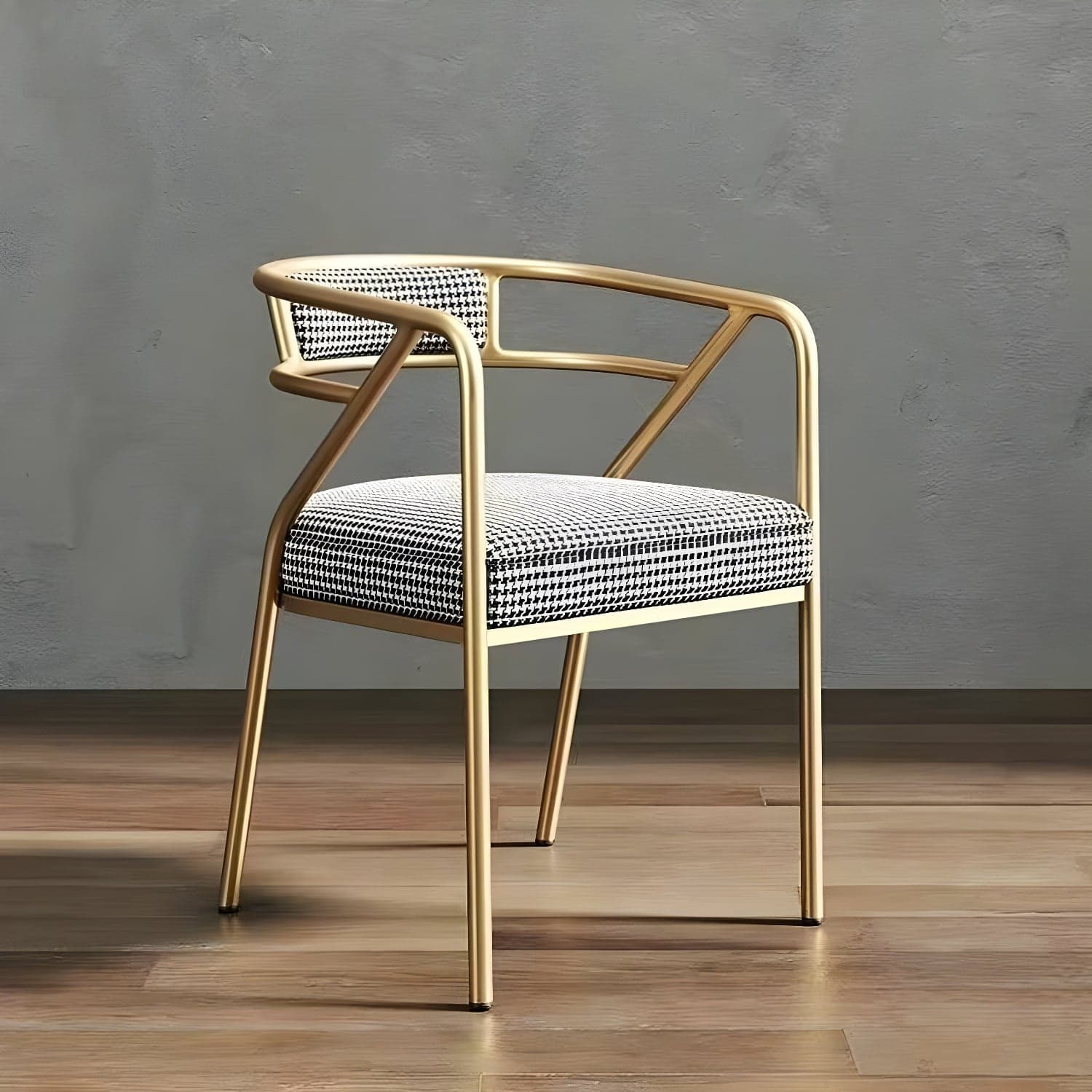 Glam Upholstered Arm Chair with Brass/Gold Legs for Kitchen & Dining thumbnail 3