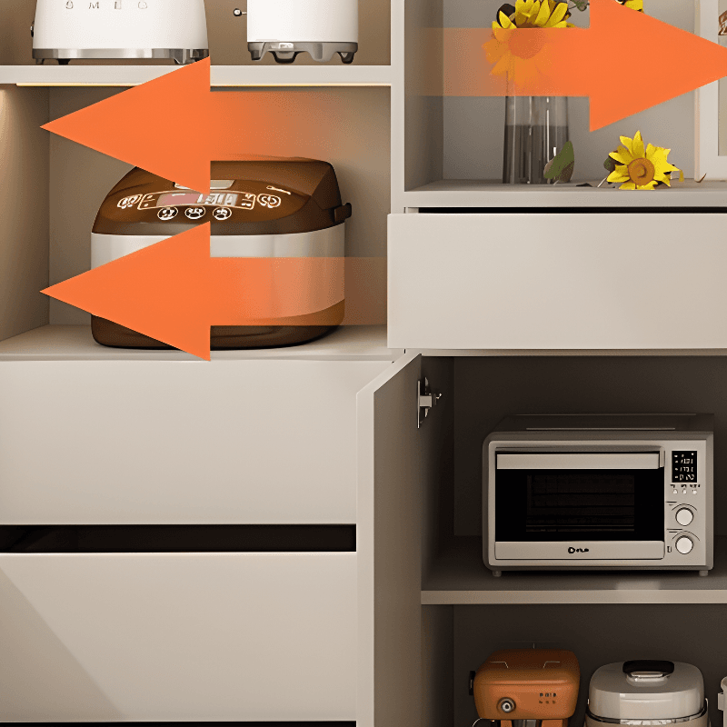 Simple Sideboard with Multiple Drawers, Closet Cabinet, Standard and Narrow Sizes, 1 or 2 Shelves, Wood Countertop, 2 to 5 Doors thumbnail 10
