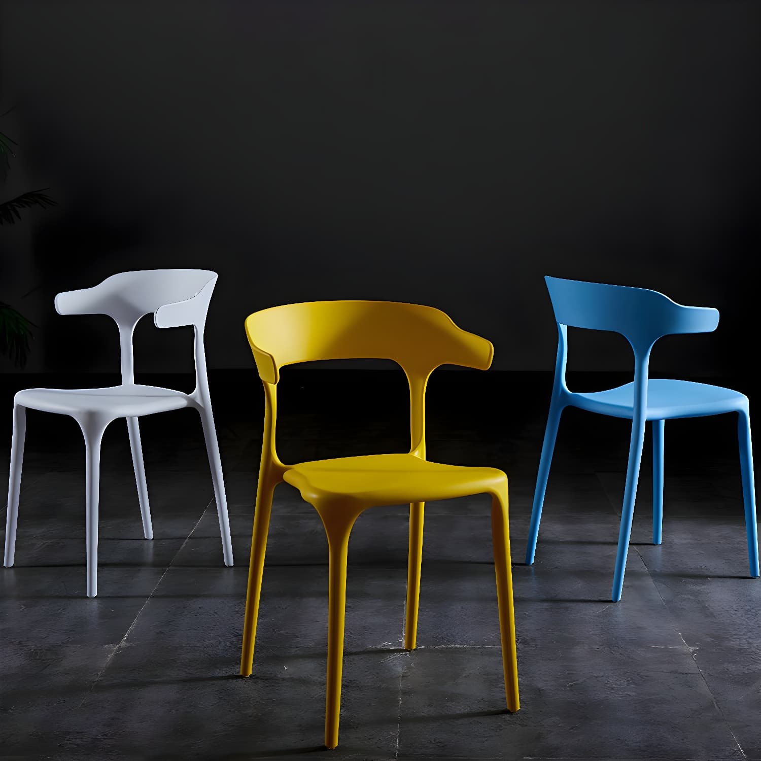 Glam Plastic Side Chair Matte Finish Open Back Dining Chair for Dinning Room thumbnail 16