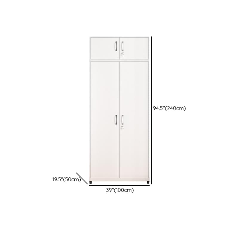 White Modish Steel Independent Armoire Cabinet with Adaptable Shelf, Soft Close Door, and Clothing Rod thumbnail 12