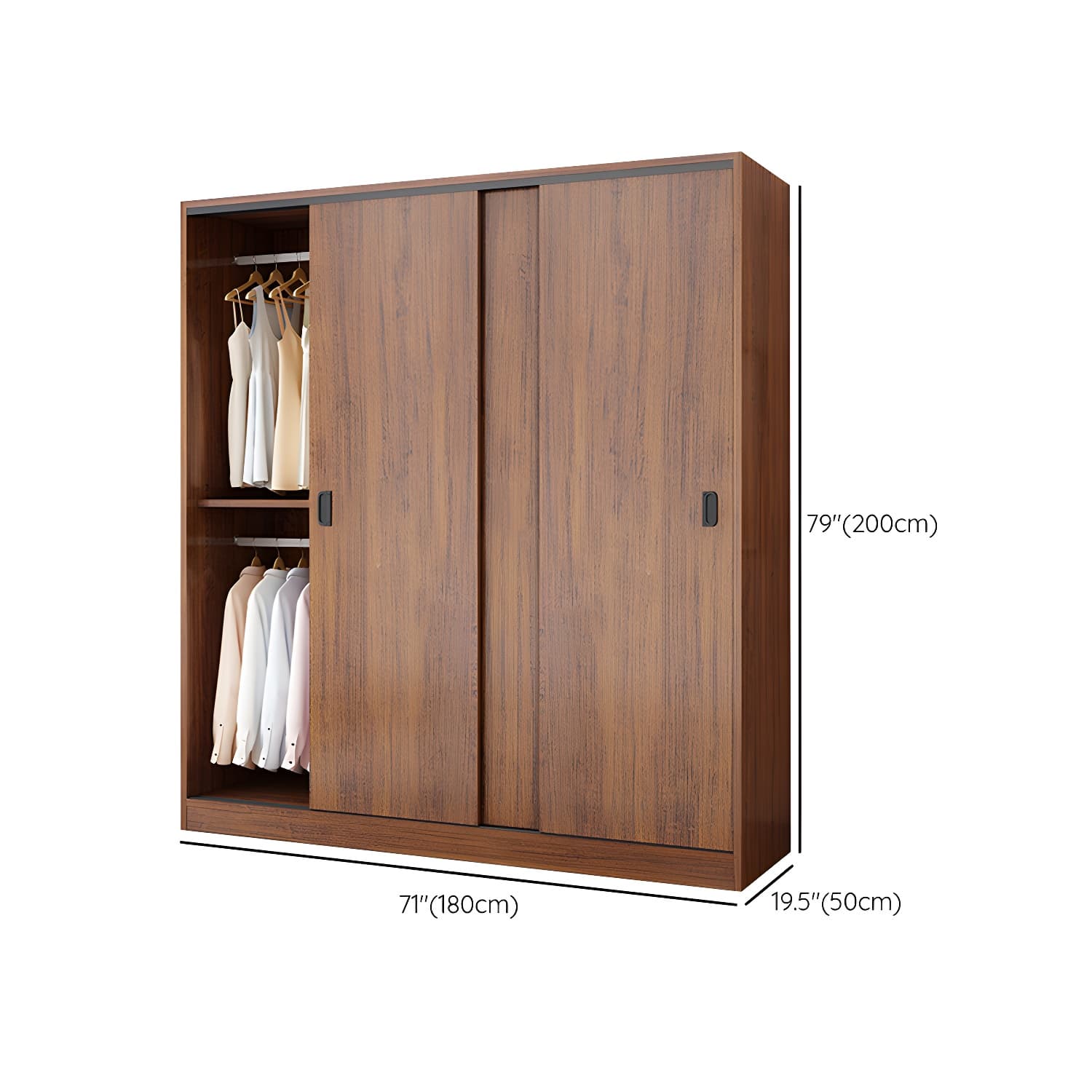 Solid Wood Frame Wardrobe Freestanding Wardrobe with Sliding Doors - image 16