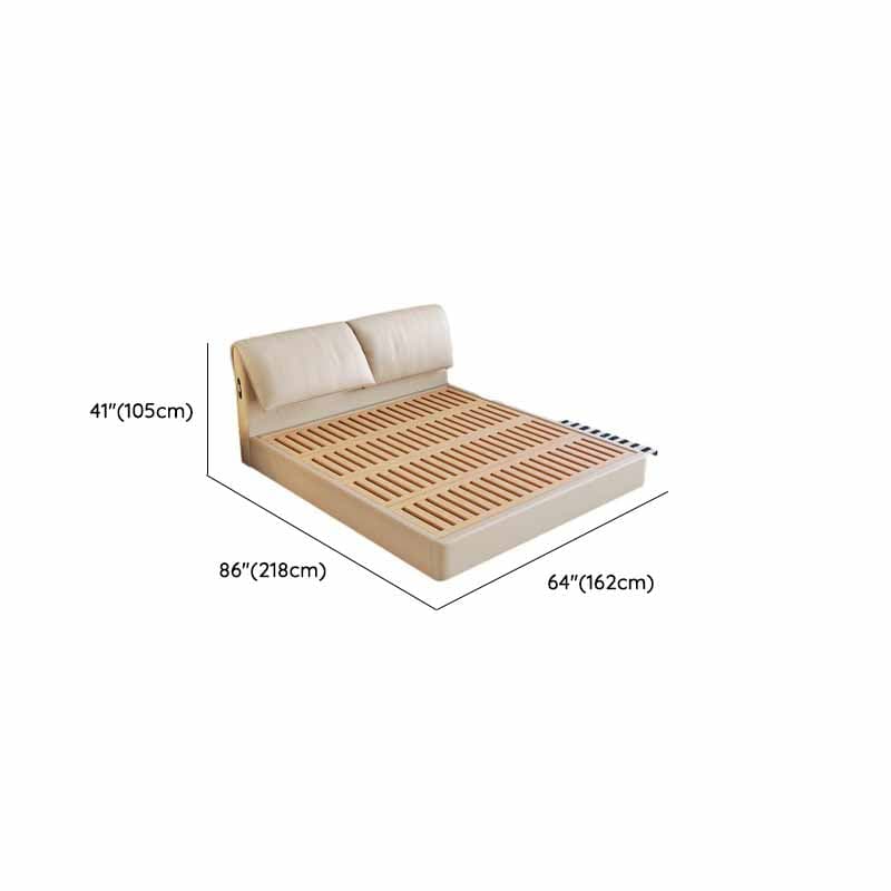 Beige Solid Color Storage Bed with 3 Storage Boxes, Sponge Upholstery, and Illumination Light thumbnail 13