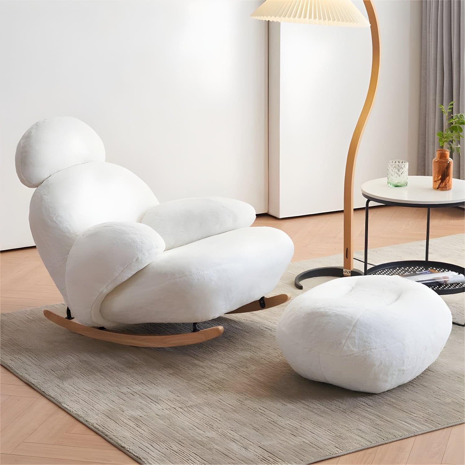 Rocking Accent Chair Solid Wood Contemporary Living Room Spindle thumbnail 2