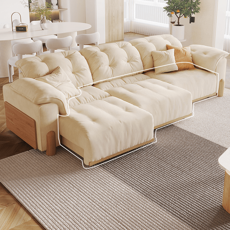 Modish Solid Color Scratch-durable Standard Sofa/Single Sofa in Off-White, Seats 4/2-seater/3 with 2 Pillows thumbnail 1