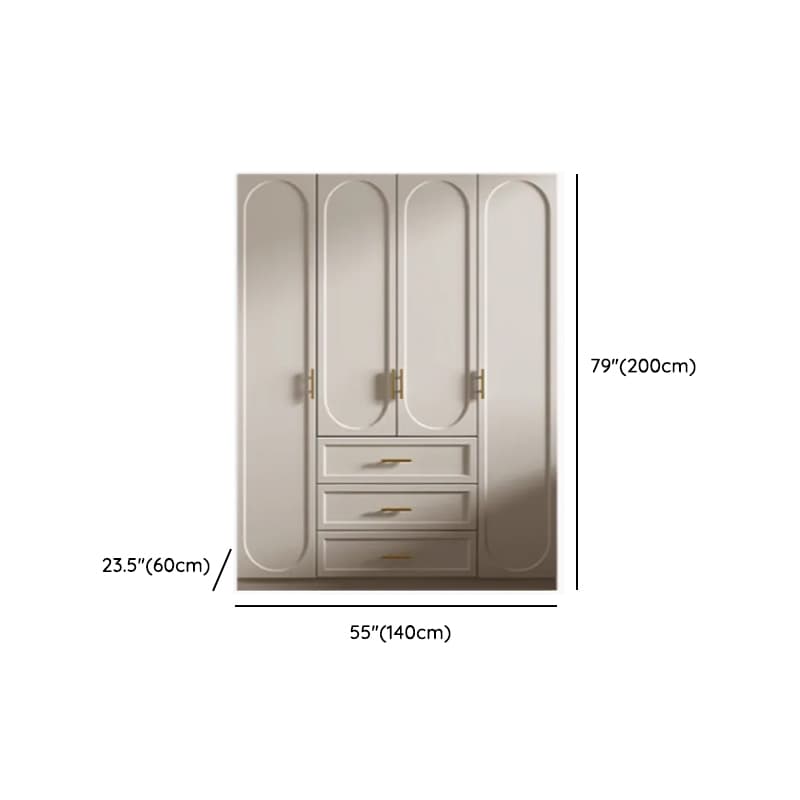 Chalk Simple Lumber Wardrobe Closet with Soft Close Drawer, Soft Close Door, Interior Shelves, and Clothing Rod thumbnail 9