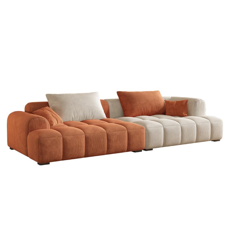 Vibrant Peony/Cerulean/Tangerine Color Sofa Couch with Round Arm and Concealed Support thumbnail 14