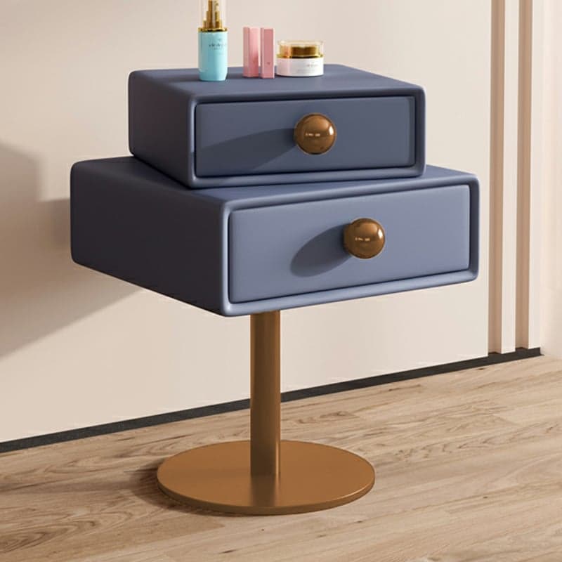 Modern Faux Leather Drawer Storage Nightstand in Narrow for Bedroom thumbnail 7