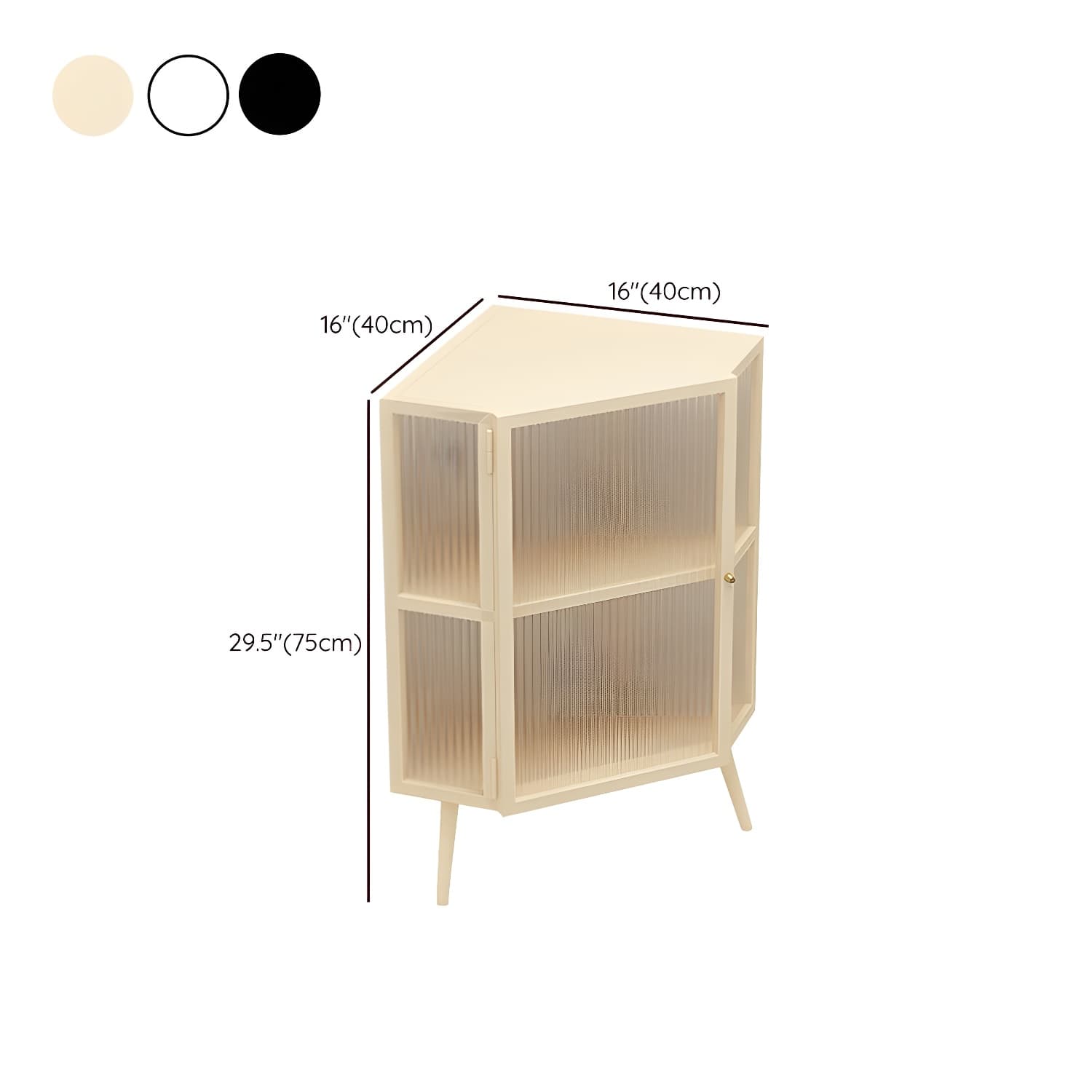 40cm Corner Modern Accent Cabinet with Glass Doors and Iron Base thumbnail 11