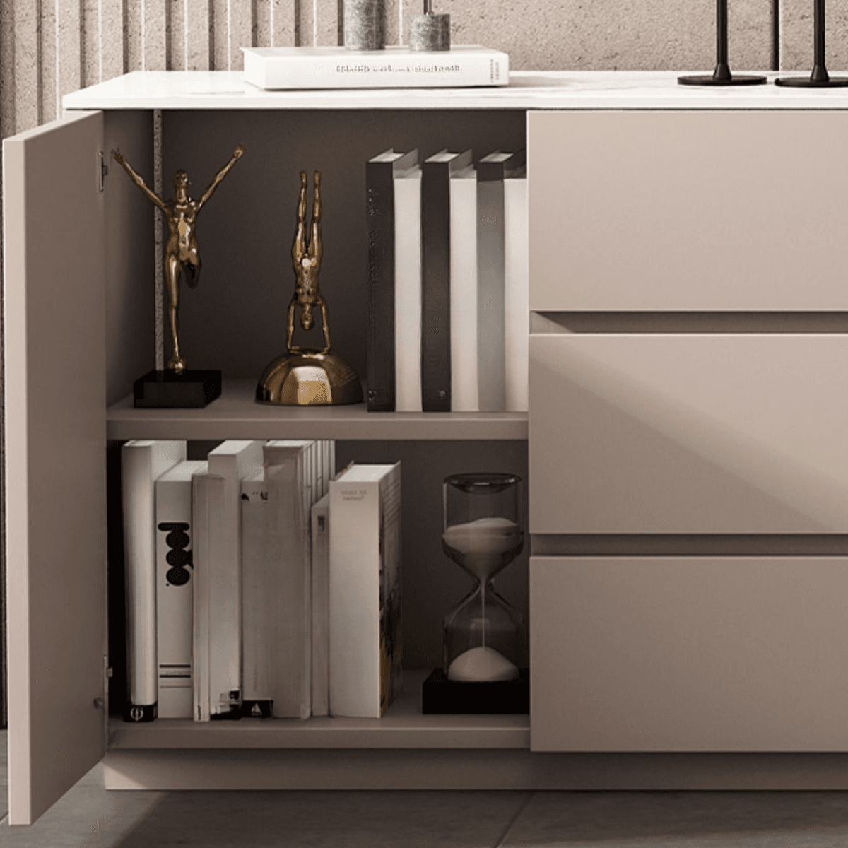 2-Door & 6 Drawers Rectangular TV Stand with Changeable Shelf for Sitting Room, 3 Tiers thumbnail 10