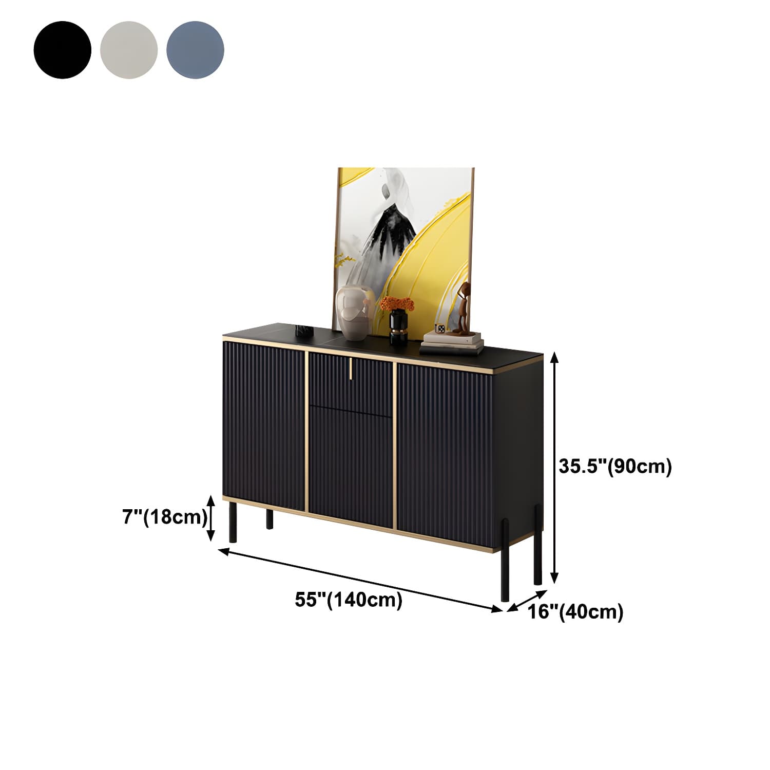 Artificial Wood Sideboard Glam Sideboard with Doors for Living Room thumbnail 17