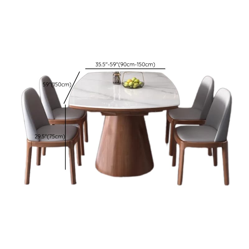 Dining Table Set with Extension Feature and Slate Stone Top, Seats 6/4 People, Variable-sized thumbnail 10