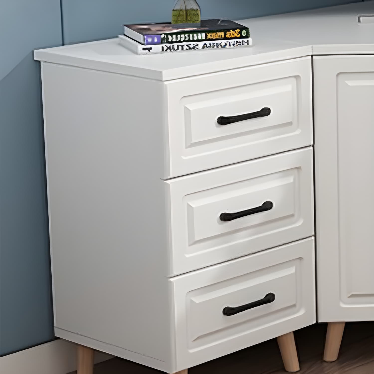 Bar Pulls Contemporary Manufactured Wood with Shelves Corner Accent Cabinet thumbnail 12