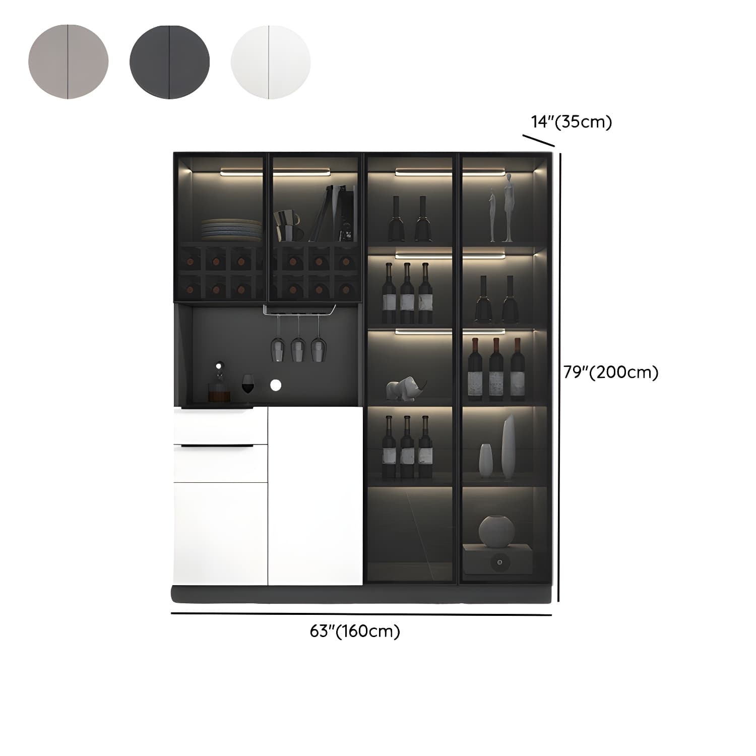 Luxurious Dark Wood Sideboard with Glass Doors and Elegant Stemware Rack thumbnail 19
