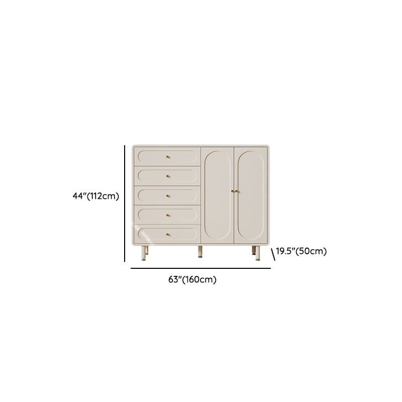 Chalk Casual Particle Board Wood Console Dresser with 5/4 Drawers, Hutch, 3 Interior Shelves, Horizontal thumbnail 20