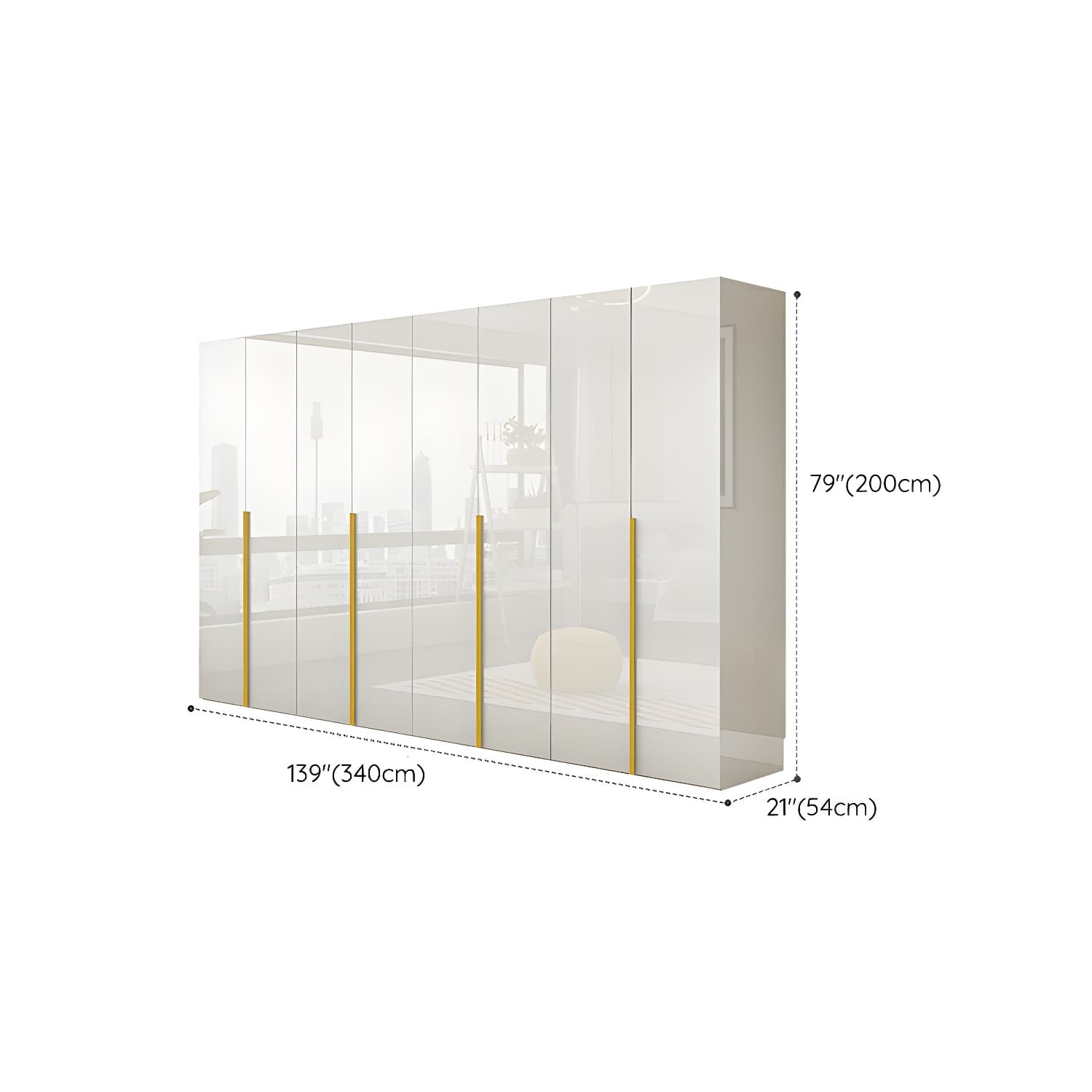 White Modern Style Wardrobe Cabinet Engineered Wood with Garment Rod thumbnail 21