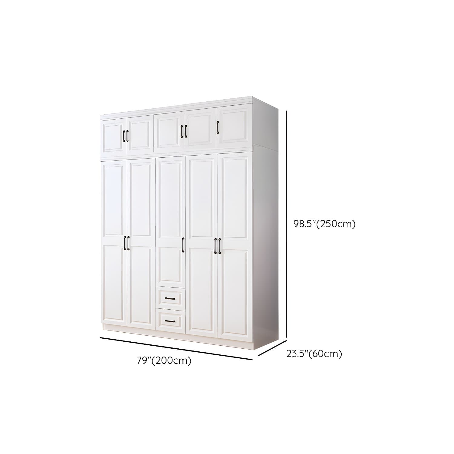 Modern White Wood Wardrobe Armoire with Soft-Close Drawers and Clothing Rod thumbnail 17