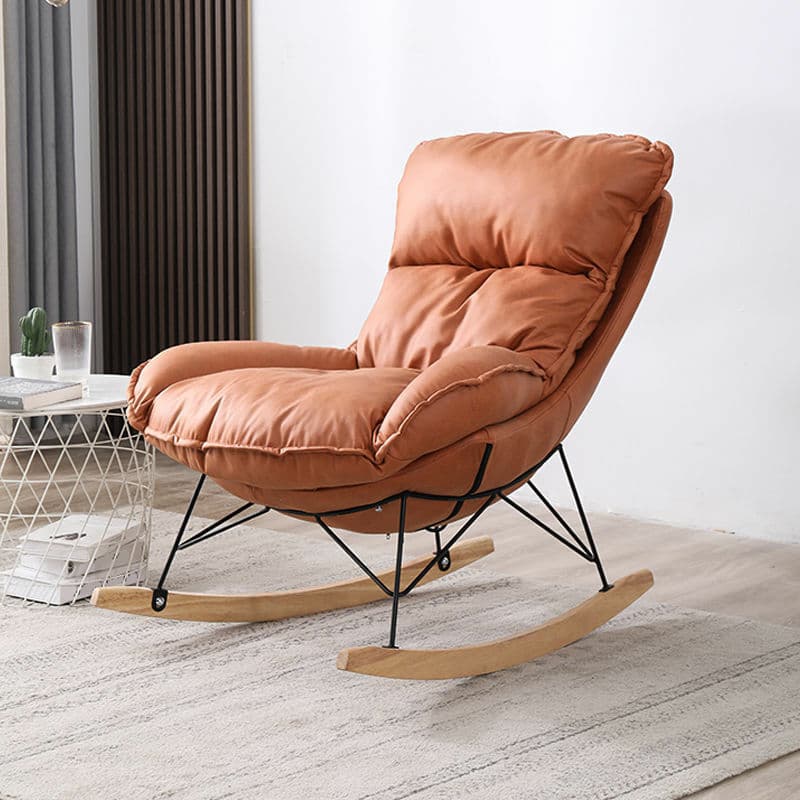 Stationary Rocker for Nursery Natural Wood Finish with Ottoman and Rear thumbnail 5