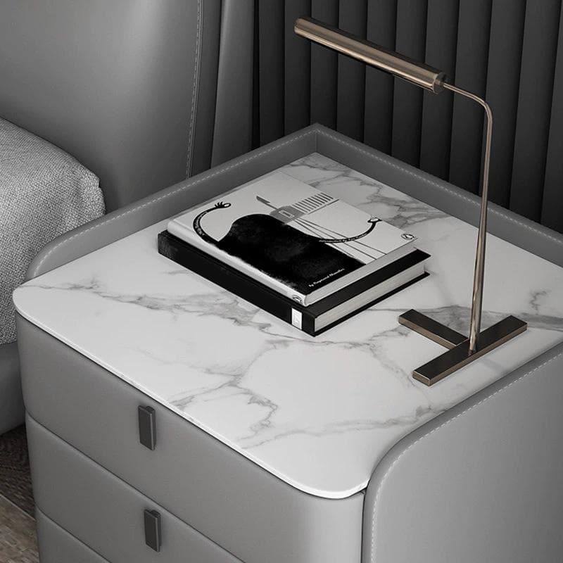 Modern Wooden 3-Drawer Nightstand Stone Countertop with Legs Partial Assembly Required thumbnail 14