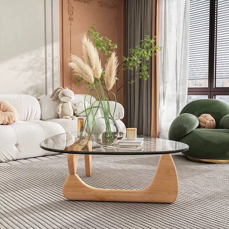 Simplistic Pennels Tempered Glass Single Side Table with Abstract Base Indoor Use thumbnail 5