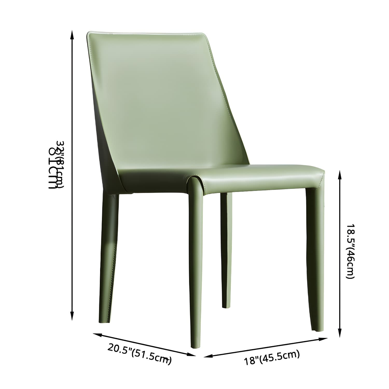 Solid Back Armless Dining Chairs Indoor Leather Side Chairs with Metal Legs thumbnail 18
