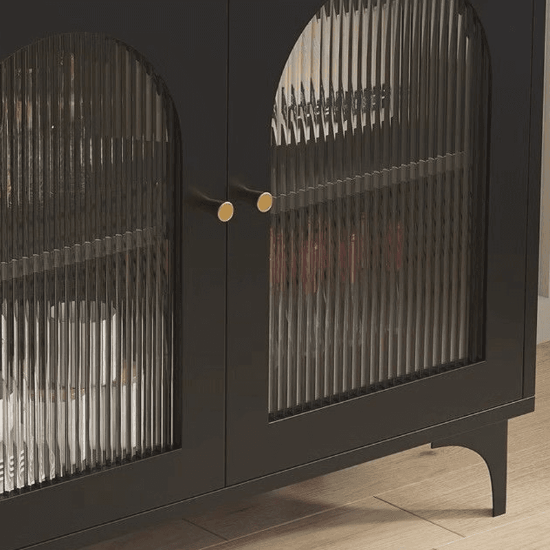 Narrow/Standard Coal Sideboard in Wood with Hutch, Glass Doors and Flexible Shelf in a Modern Style, 3 Drawers Included/Not Included thumbnail 6