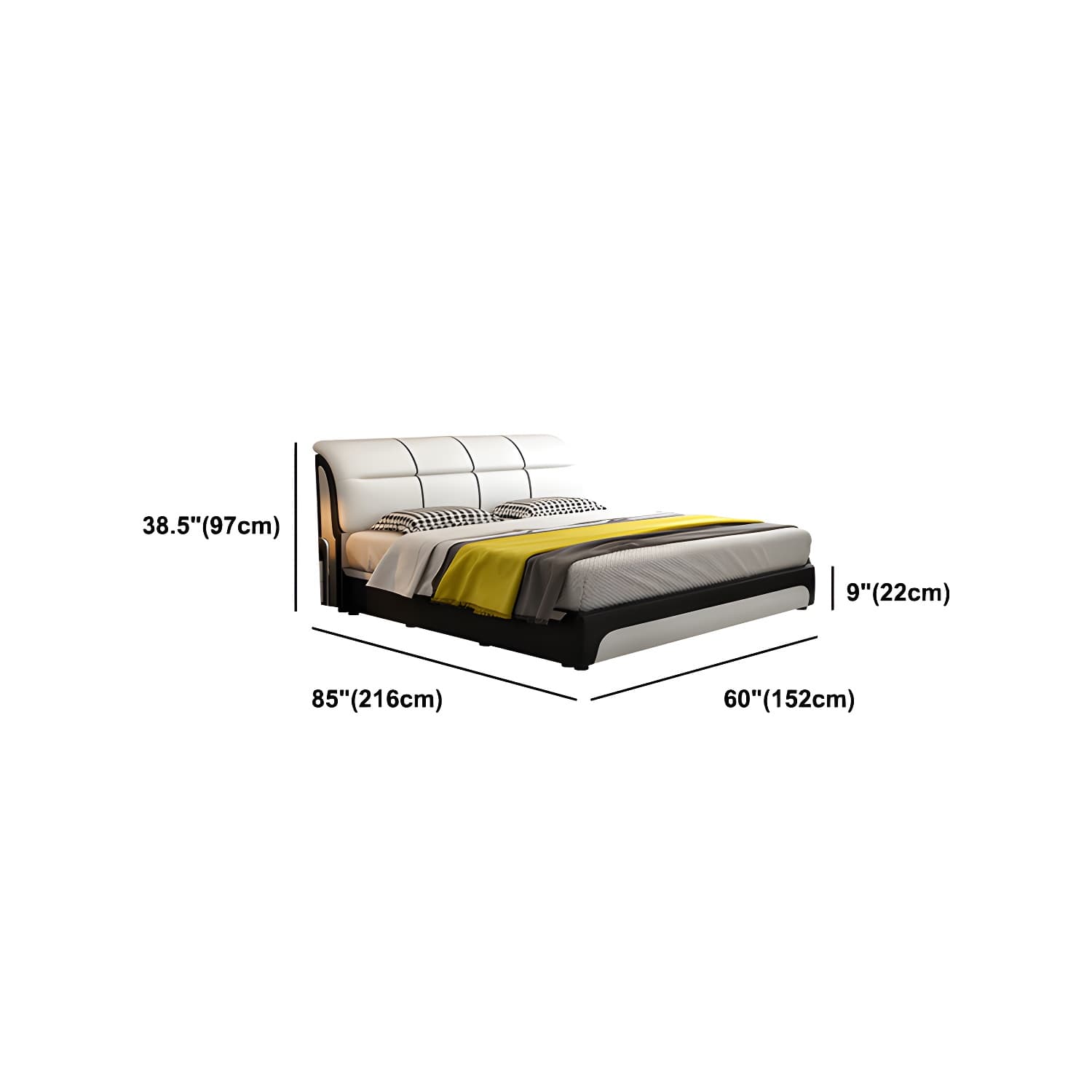 Glam Light Beige Bed Upholstered Wood Bed Frame with Headboard thumbnail 12